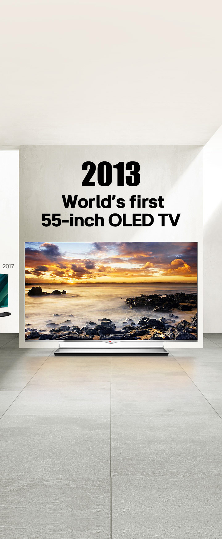 LG TV. Tytuł brzmi: 2013, Pierwszy na świecie 55-calowy telewizor OLED.