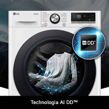 Pralka LG F2W8S722W z technologią AI DD™, która rozpoznaje rodzaj tkanin i dobiera optymalne ruchy prania dla skuteczności i ochrony odzieży.
