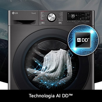Pralka LG F4W1175YE z technologią AI DD™, która rozpoznaje rodzaj tkanin i dobiera optymalne ruchy prania dla skuteczności i ochrony odzieży.