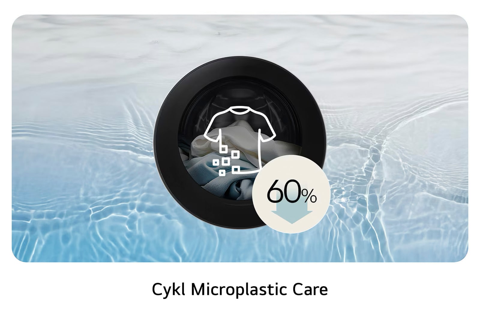 Cykl Microplastic Care w pralce LG F2X50S9THB zmniejsza uwalnianie mikroplastików o 60%, chroniąc tkaniny i środowisko.