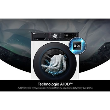 Technologia AI DD w pralko-suszarce 11/6 kg LG F4D1675YW dobierająca optymalne ruchy piorące dla ochrony tkanin.