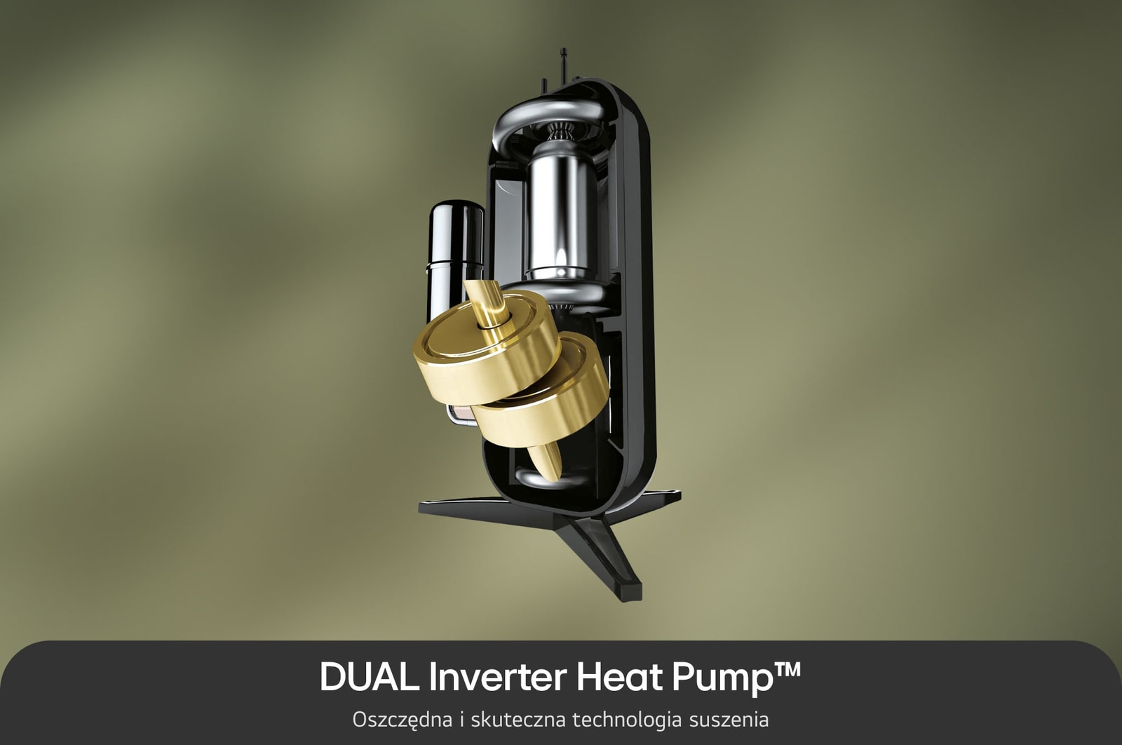 Technologia Dual Inverter Heat Pump w suszarce 8 kg LG RC80V5AV5N zapewniająca oszczędne i skuteczne suszenie.