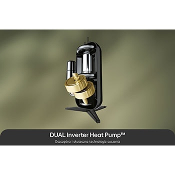 Technologia Dual Inverter Heat Pump w suszarce 8 kg LG RC80V9AV3N zapewniająca oszczędne i skuteczne suszenie.