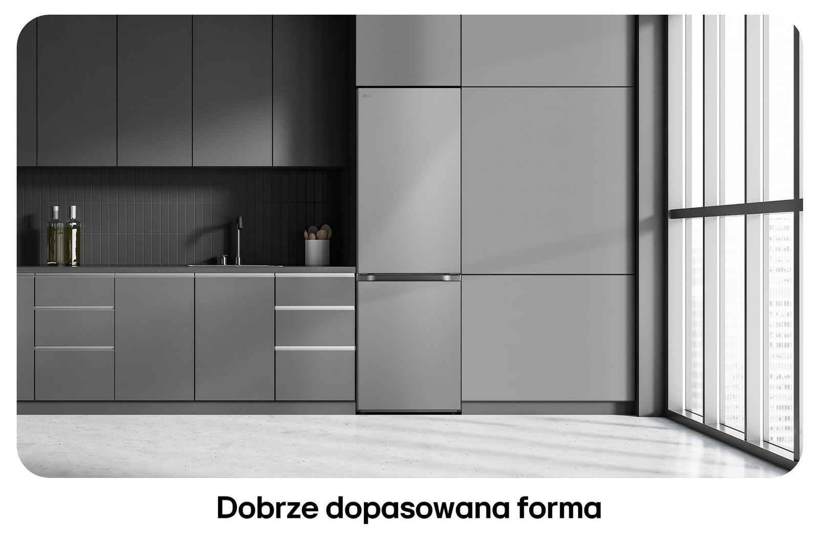 Lodówko-zamrażarka LG GBV7180CPY Prime Silver, pokazuje płaski design drzwi i idealne dopasowanie do zabudowy kuchennej.