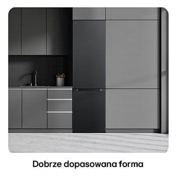 Lodówko-zamrażarka LG GBV7280AEV Essence Black Steel, pokazuje płaski design 203 cm i idealne dopasowanie do nowoczesnej, ciemnej zabudowy.