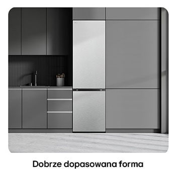 Lodówko-zamrażarka LG GBV7280AMB Metal Sorbet, pokazuje płaski design 203 cm i eleganckie, idealne dopasowanie do nowoczesnej zabudowy.