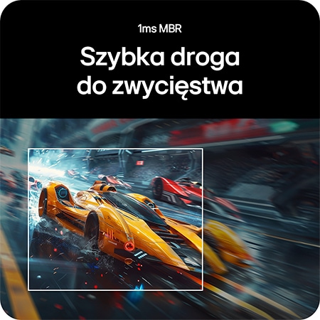 LG UltraGear Monitor 34G600A demonstreert vloeiende, snelle gameplay dankzij de reactietijd van 1 ms MBR (Motion Blur Reduction) tijdens een racegame.