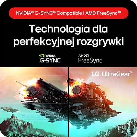 Monitor Gamingowy LG UltraGear 24GS60F, zapewniający technologię do bezbłędnej rozgrywki dzięki kompatybilności z NVIDIA® G-SYNC® i AMD FreeSync™.