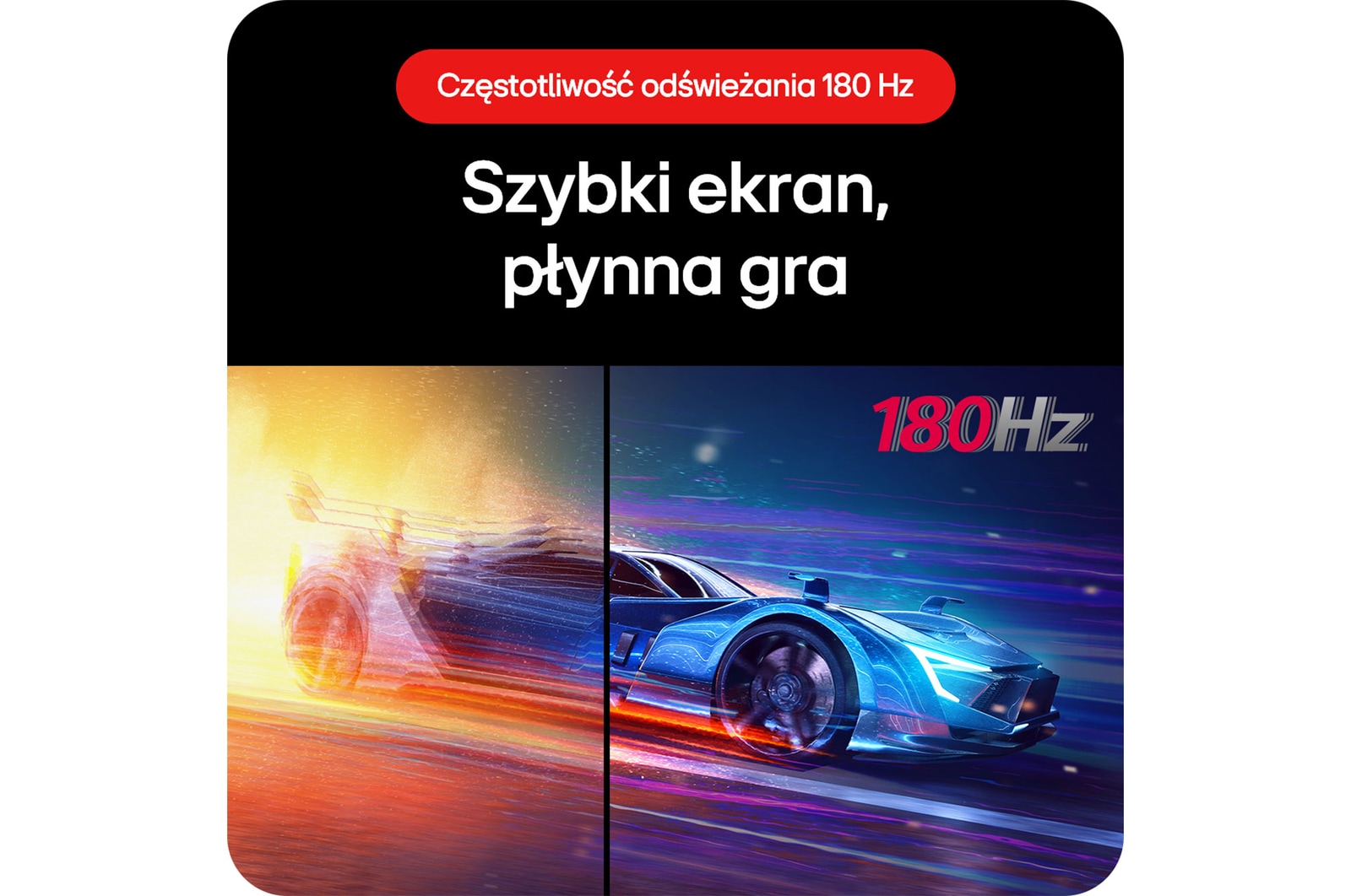 Monitor Gamingowy LG UltraGear 32GS60QC, demonstrujący ulepszoną prędkość z częstotliwością odświeżania 180 Hz jako nowy standard.