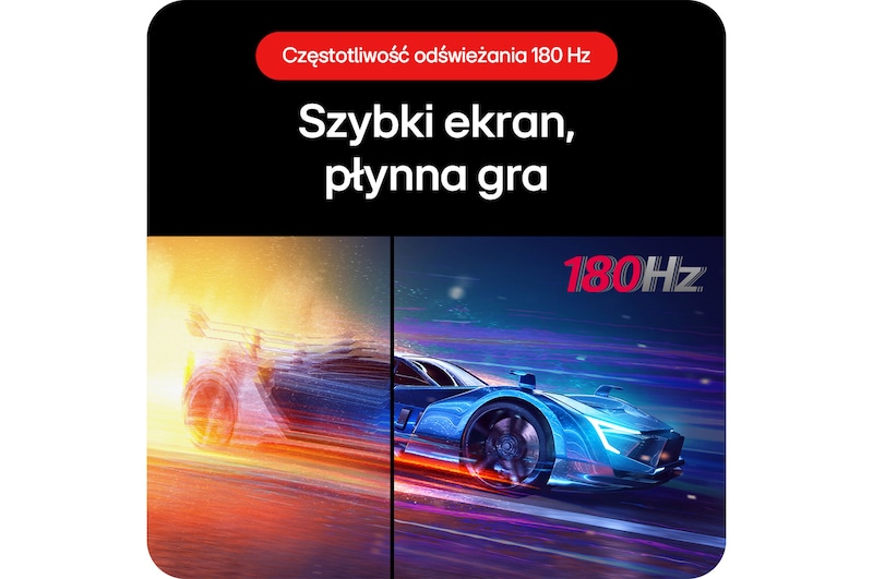 Monitor Gamingowy LG UltraGear 32GS60QC, demonstrujący ulepszoną prędkość z częstotliwością odświeżania 180 Hz jako nowy standard.