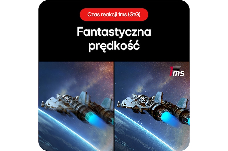 Monitor Gamingowy LG UltraGear 32GS60QC, zapewniający przytłaczającą prędkość do zanurzenia się w grze, dzięki czasowi reakcji 1 ms (GtG).