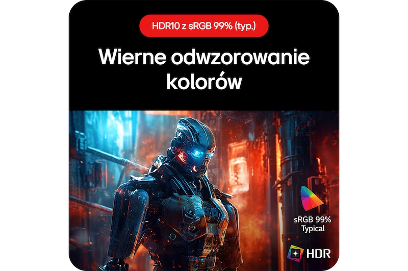 Monitor Gamingowy LG UltraGear 32GS60QC, pozwalający doświadczyć kolorów wiernych życiu dzięki obsłudze HDR10 i 99% pokryciu sRGB.