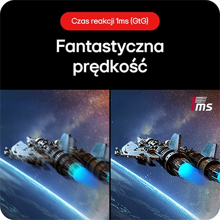 Monitor Gamingowy LG UltraGear 32GS60QC, zapewniający przytłaczającą prędkość do zanurzenia się w grze, dzięki czasowi reakcji 1 ms (GtG).