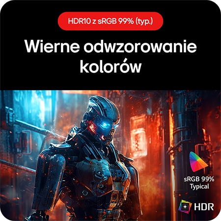 Monitor Gamingowy LG UltraGear 32GS60QC, pozwalający doświadczyć kolorów wiernych życiu dzięki obsłudze HDR10 i 99% pokryciu sRGB.