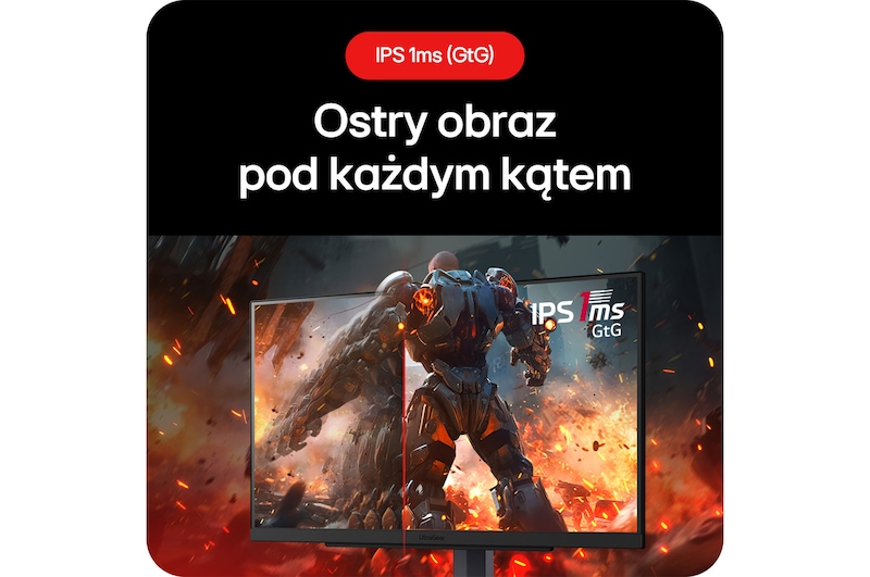 Monitor Gamingowy LG UltraGear 27GS75Q-B zapewnia ostry obraz z każdego kąta widzenia dzięki technologii IPS 1ms (GtG).