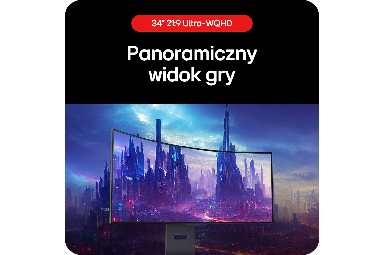 Monitor Gamingowy LG UltraGear 34GS95QE umożliwiający eksplorację panoramy gry dzięki proporcjom obrazu 21:9 Ultra-WQHD.