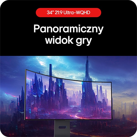 Monitor Gamingowy LG UltraGear 34GS95QE umożliwiający eksplorację panoramy gry dzięki proporcjom obrazu 21:9 Ultra-WQHD.