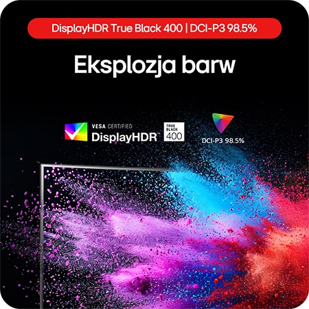 Monitor Gamingowy LG UltraGear 39GS95QE prezentuje eksplozję kolorów dzięki DisplayHDR True Black 400 i pokryciu gamy barw DCI-P3 98.5%.