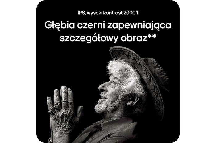 Monitor LG 32UQ850V-W-W zapewniający głębszą czerń i wyjątkowy kontrast dla wyraźnego przedstawienia drobnych detali na obrazach czarno-białych.