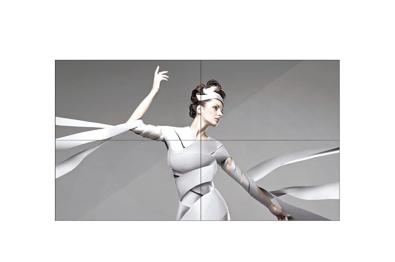 Front view of Ściana wideo z bardzo wąską ramką 55LV77D