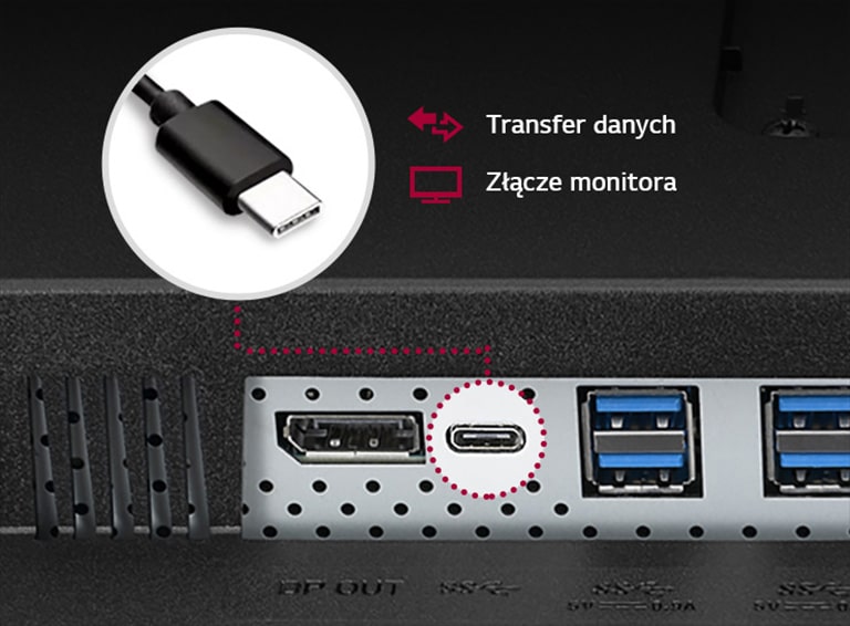 Złącze USB Type-C™ do podłączenia ekranu i przesyłania danych.