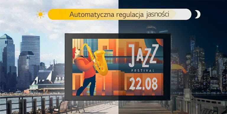 Ekran 22XE1J może automatycznie regulować swoją jasność w zależności od warunków otoczenia.