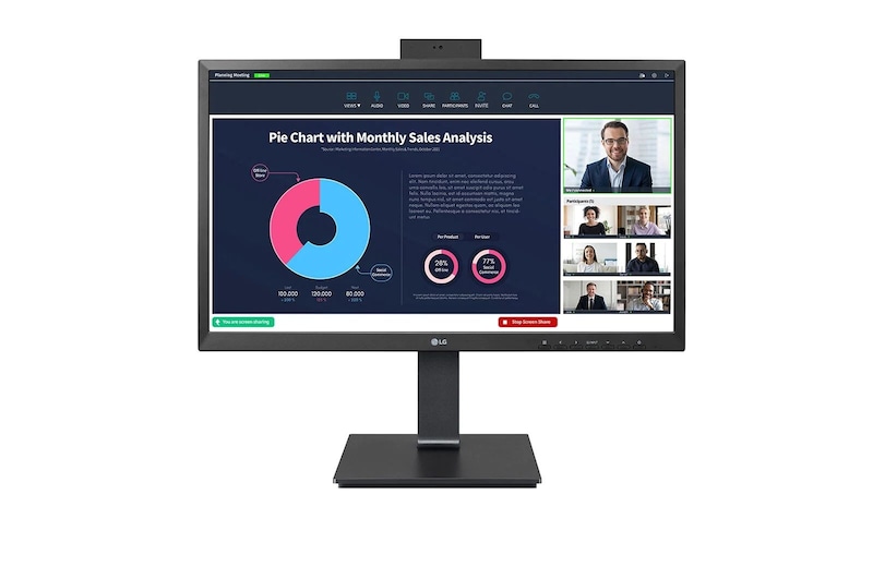 LG 23,8-calowy monitor IPS Full HD (1920x1080) z wbudowaną kamerą internetową Full HD, 24BP750C-B