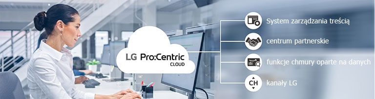 Kobieta pracująca przez Pro:Centric Cloud.