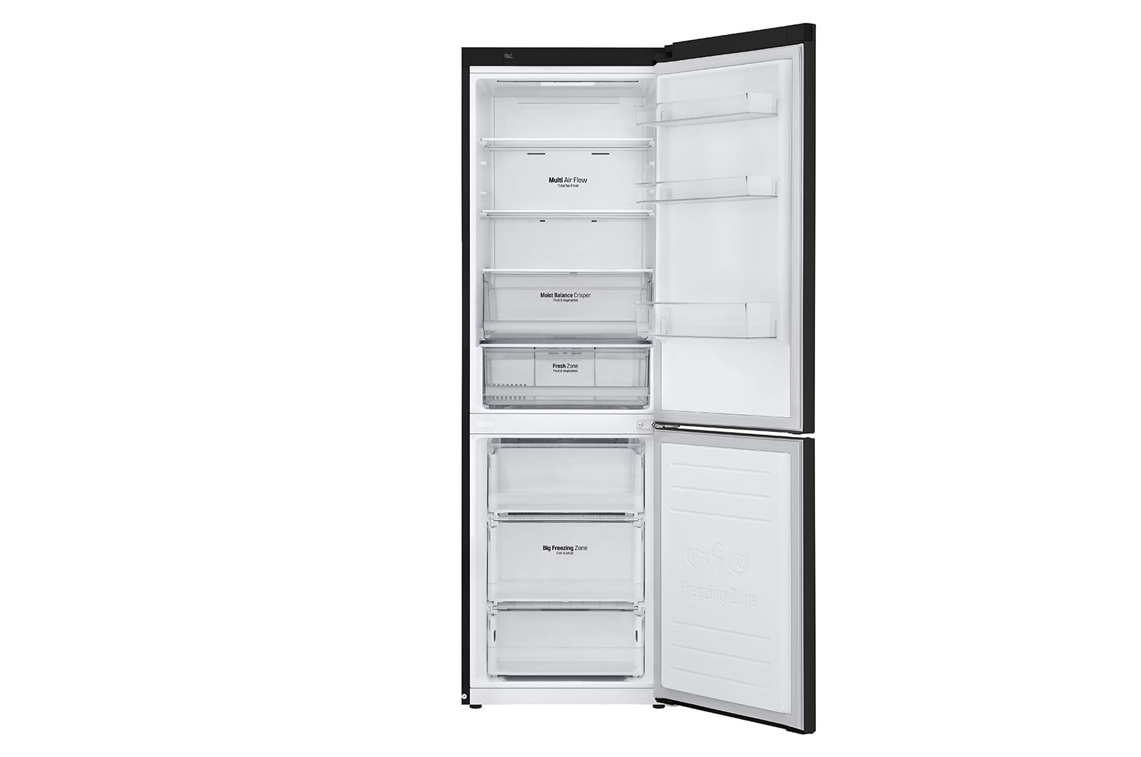 LG Lodówko-zamrażarka LG V+ | 1,86m | czarna | DoorCooling+™ | Total No Frost | 36db | LinearCooling™ | 341 L | GBF61BLHMN, GBB61BLHMN