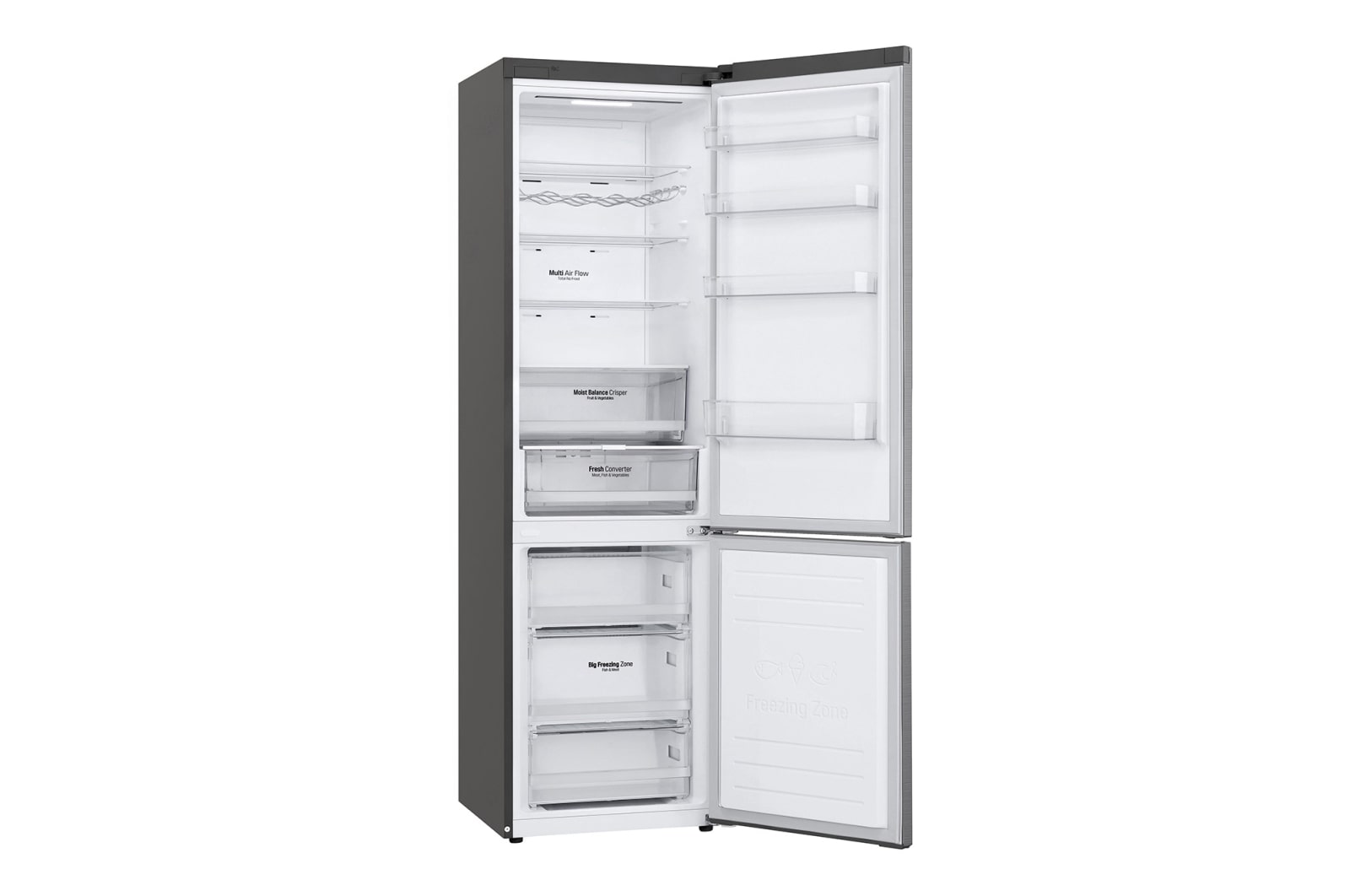 LG Lodówko-zamrażarka LG V+ | 2,03m | ThinQ | DoorCooling+™ | klasa D | srebrna | Total No Frost | GBB62PZFGN, GBB62PZFGN