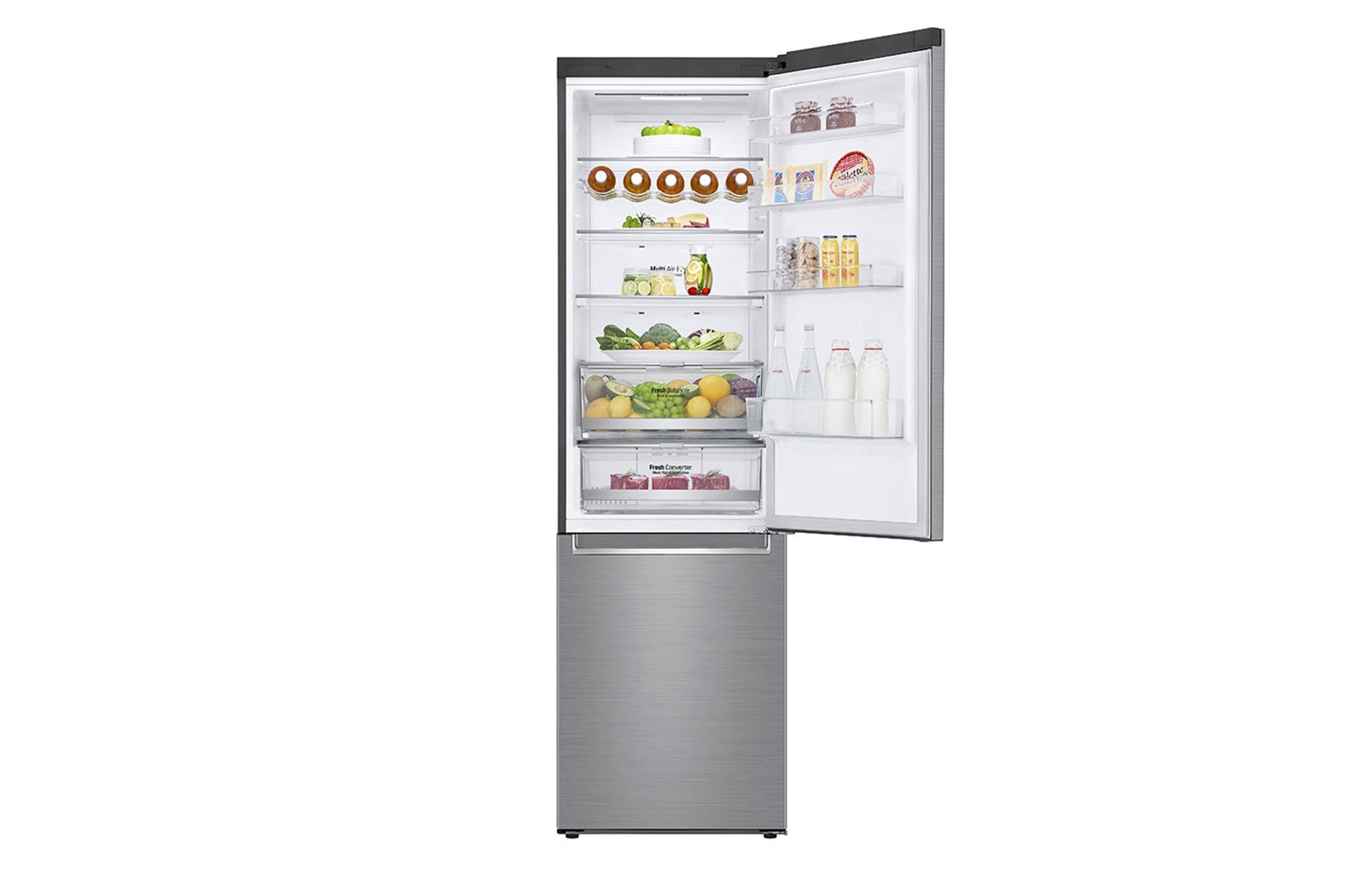 LG Lodówko-zamrażarka LG V+ | 2,03m | srebrna | DoorCooling+™ | Total No Frost | 36db | LinearCooling™ | 384 L | GBB72PZDMN, GBB72PZDMN