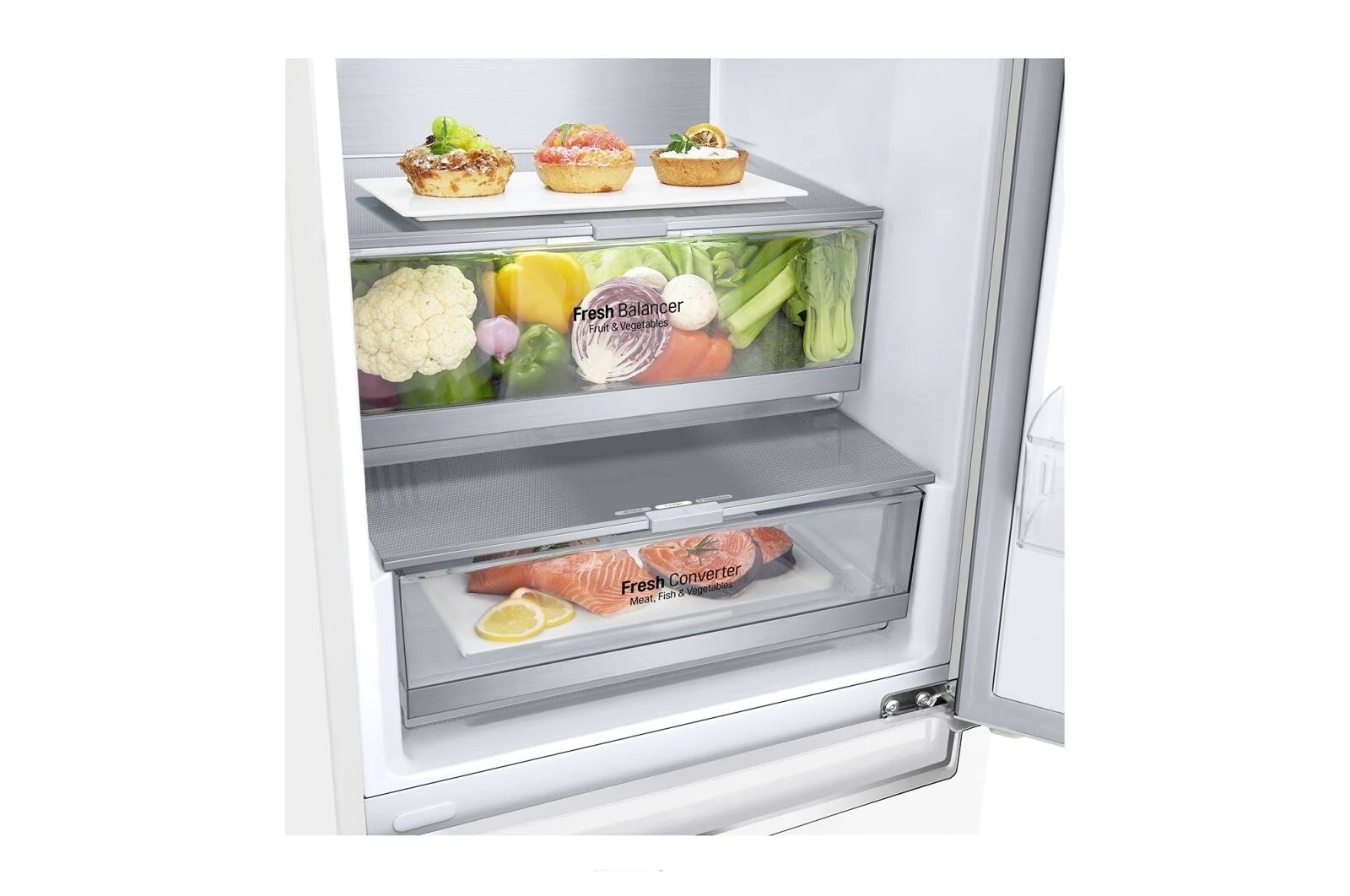 LG Lodówko-zamrażarka LG | V+ | 2,03m | ThinQ | biała | DoorCooling+™ | Total No Frost | klasa D | GBB72SWUGN, GBB72SWUGN