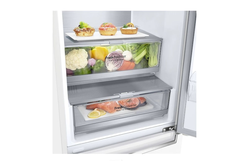 LG Lodówko-zamrażarka LG | V+ | 2,03m | ThinQ | biała | DoorCooling+™ | Total No Frost | klasa D | GBB72SWUGN, GBB72SWUGN
