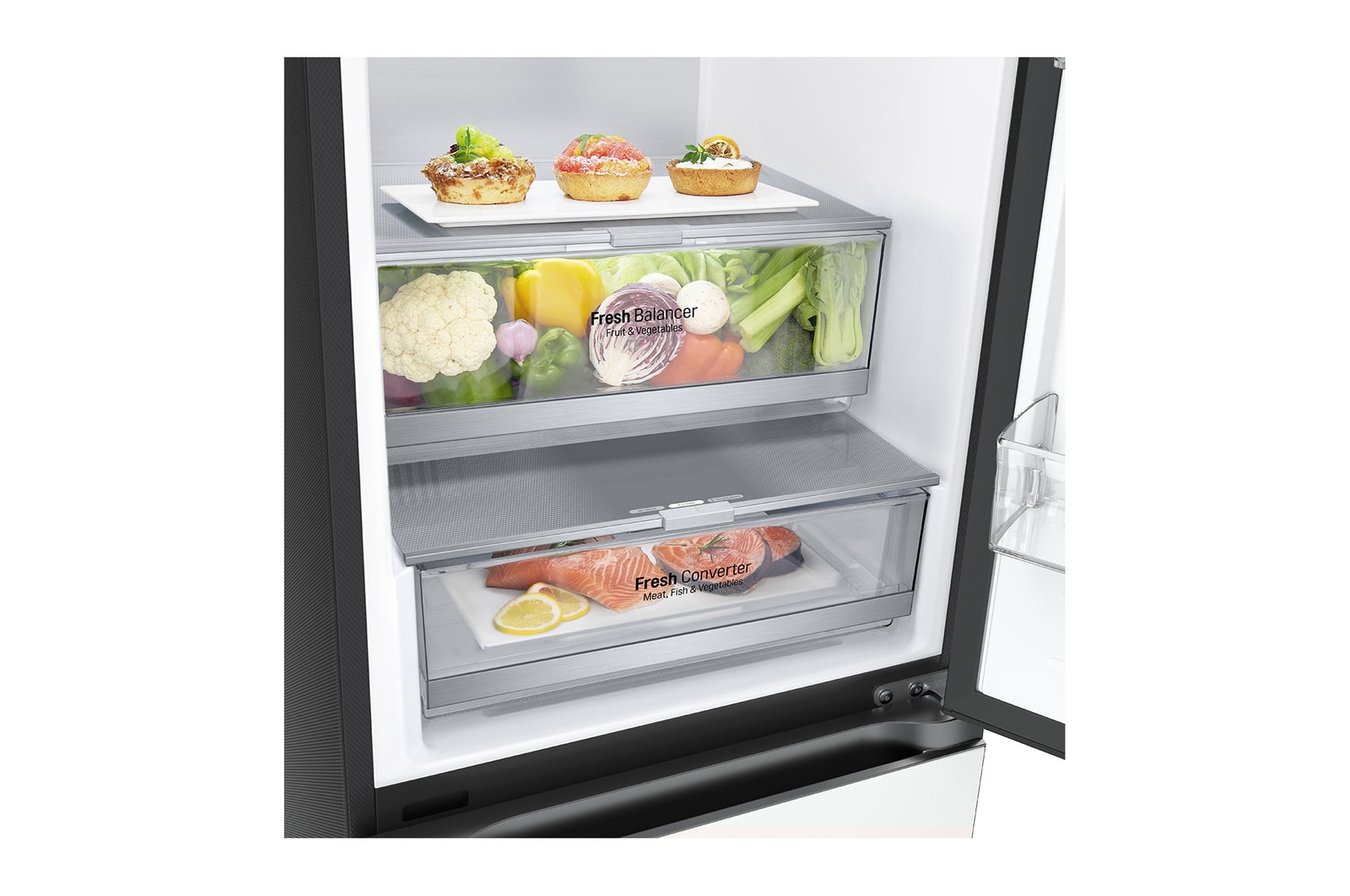 LG Lodówko-zamrażarka LG | biały szklany front | 2,03m | DoorCooling+™ | klasa C | Total No Frost | GBB72TW9CQ1, GBB72TW9CQ1