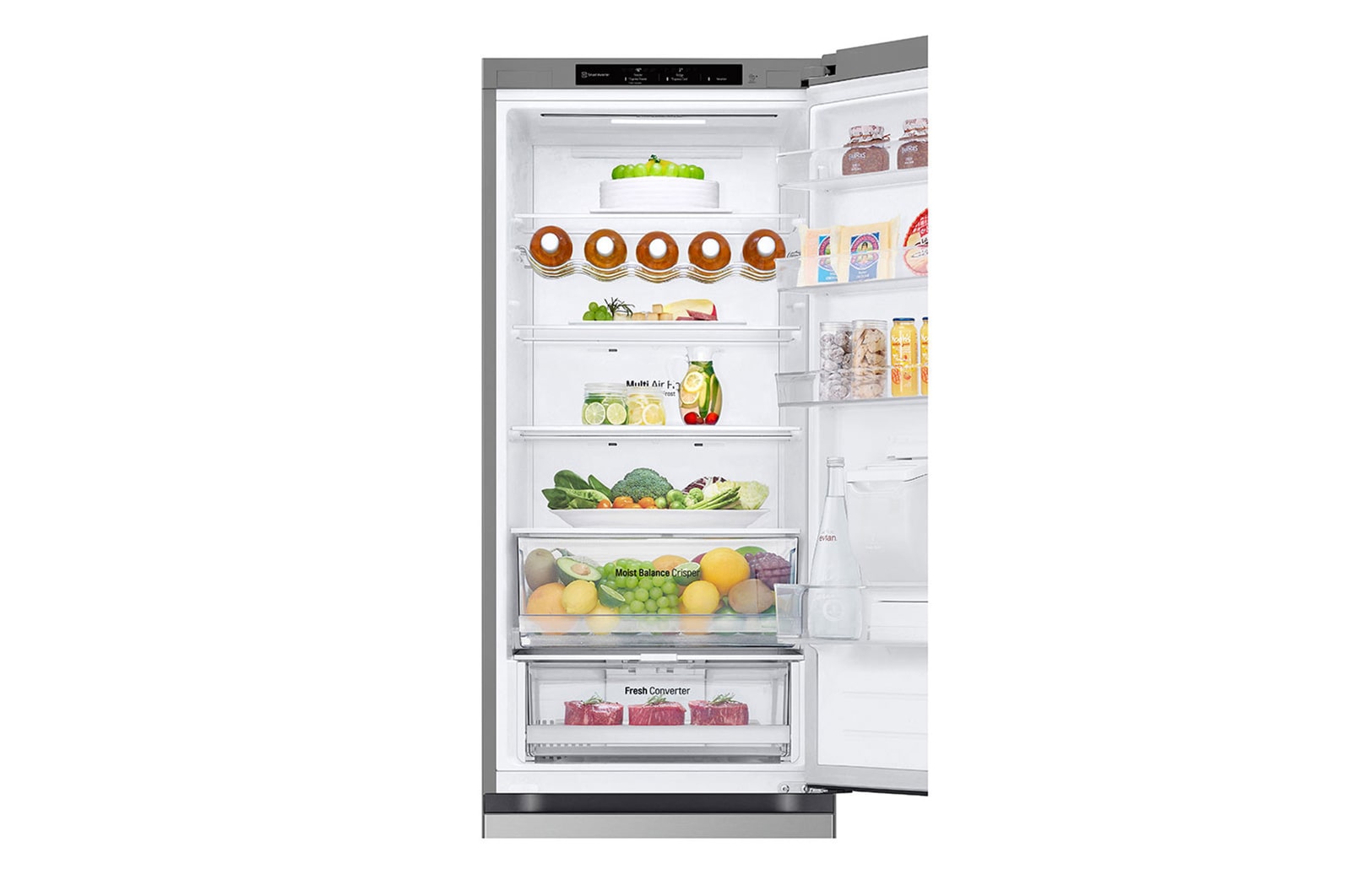 top view open door with food