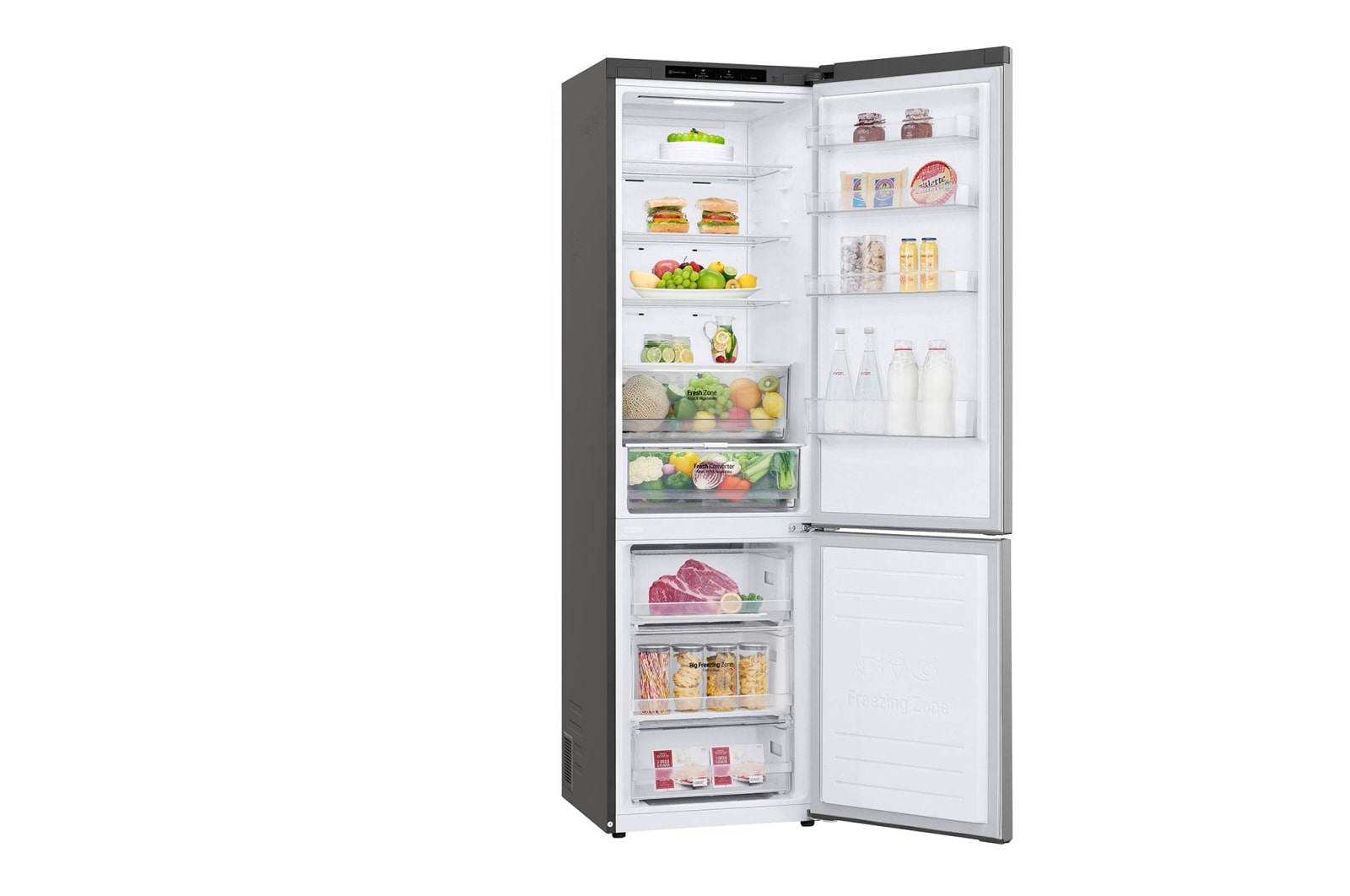 LG Lodówko-zamrażarka LG | srebrna | 2.03 m | klasa B | DoorCooling+™ | Total No Frost | ZeroClearance | 384 L | GBP52PYNBN, GBP52PYNBN