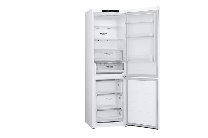 LG AI Magic Remote-Fernbedienung im Vordergrund. Der AI Button ist hervorgehoben. Im Hintergrund ist die LG webOS-Oberfläche zu sehen. Der Mauszeiger zeigt an, dass die Fernbedienung in Gebrauch ist. Der Text erklärt, wie die Funktionen und Bedienelemente der Fernbedienung das Navigieren in webOS erleichtern.