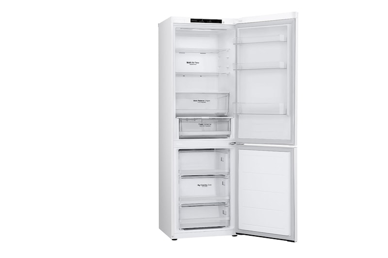 LG AI Magic Remote-Fernbedienung im Vordergrund. Der AI Button ist hervorgehoben. Im Hintergrund ist die LG webOS-Oberfläche zu sehen. Der Mauszeiger zeigt an, dass die Fernbedienung in Gebrauch ist. Der Text erklärt, wie die Funktionen und Bedienelemente der Fernbedienung das Navigieren in webOS erleichtern. 