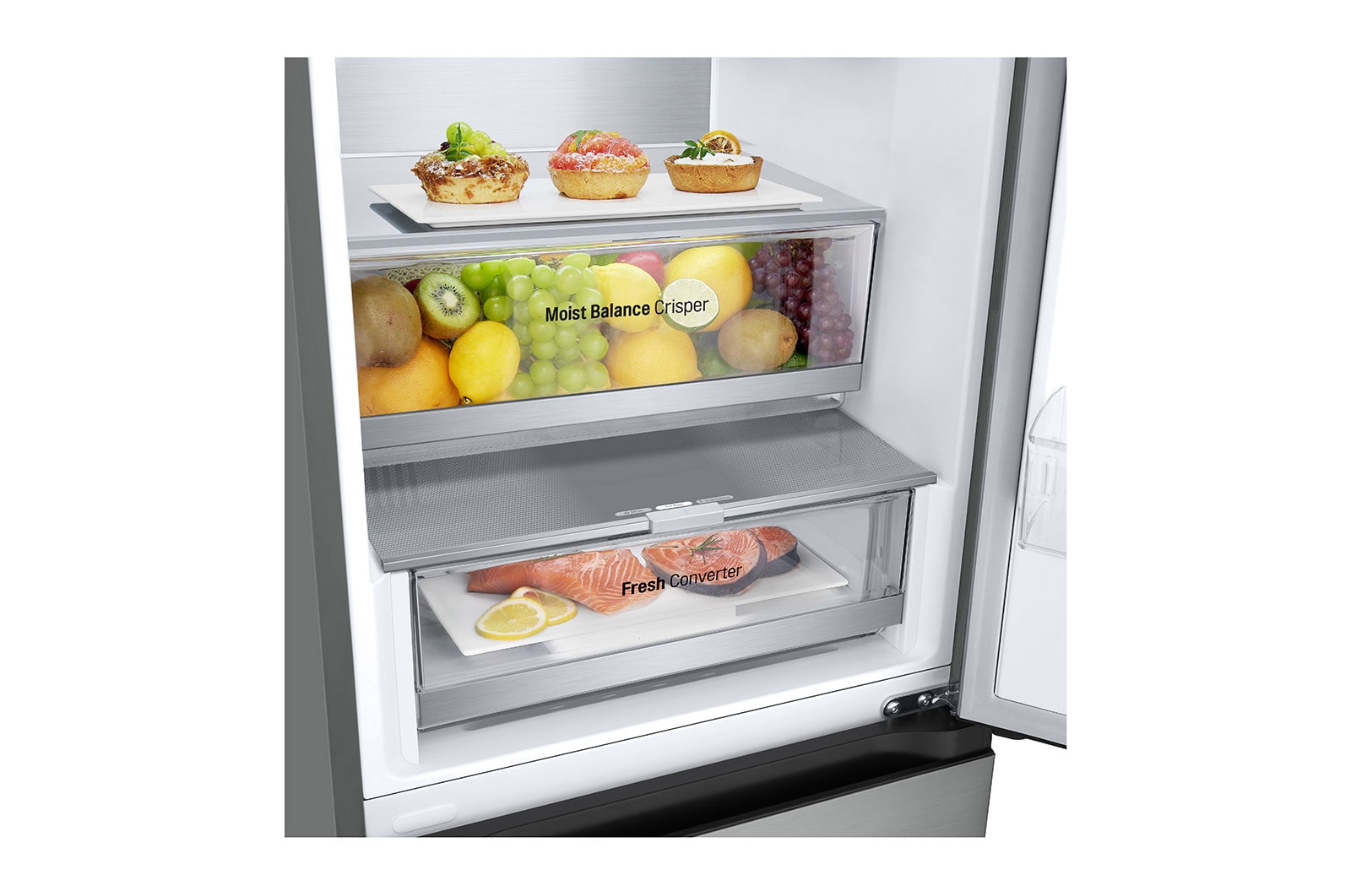 LG Lodówko-zamrażarka LG | srebrna | 2.03 m | klasa C | DoorCooling+™ |Total No Frost | ZeroClearance | Półka na wino | 387 L | GBV5240CPY, GBV5240CPY