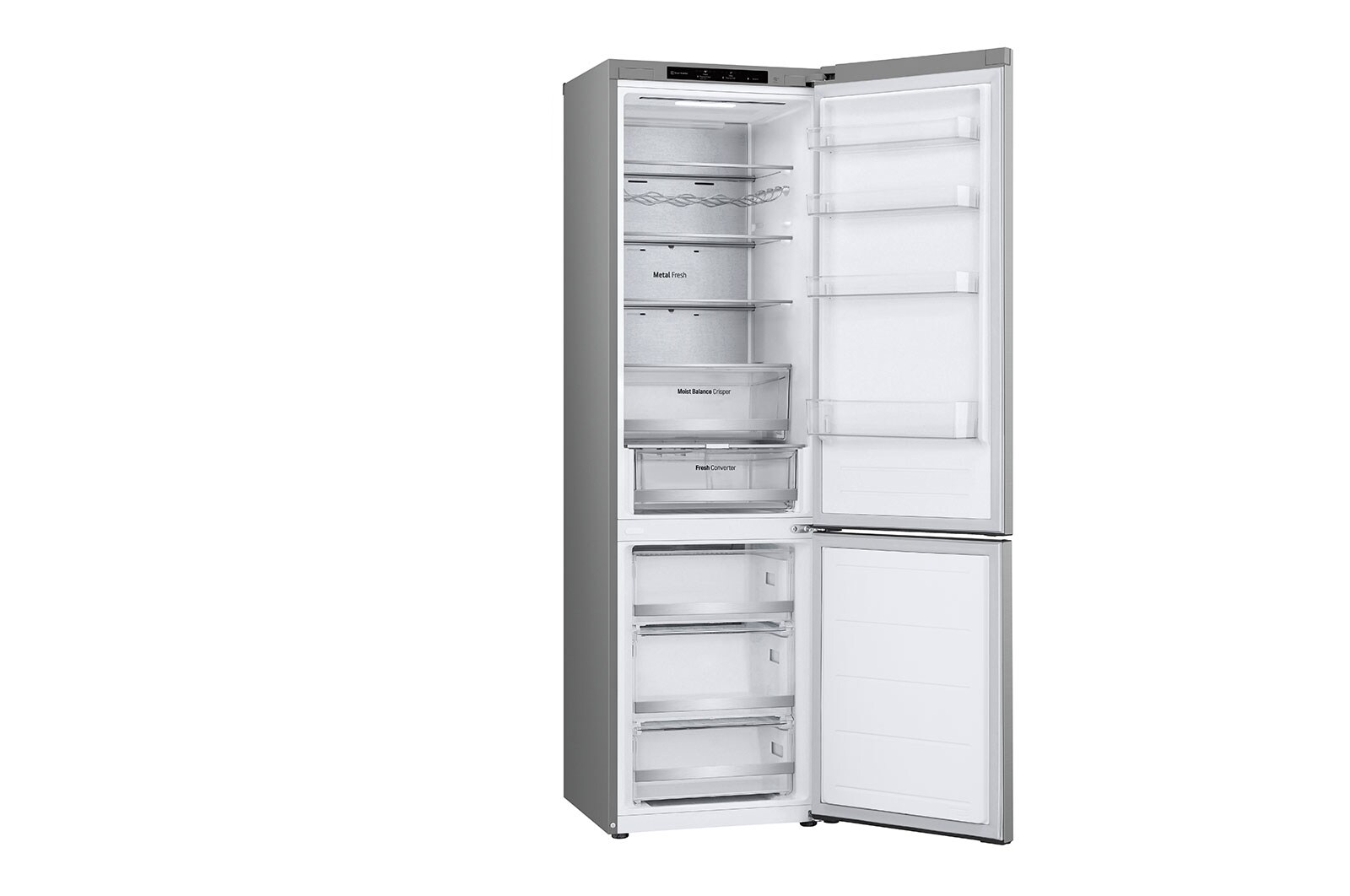 LG Lodówko-zamrażarka LG | srebrna | 2.03 m | klasa D | DoorCooling+™ | Total No Frost | Półka na wino | 387 L | Tylko 35 dB | GBV5240DPY, GBV5240DPY