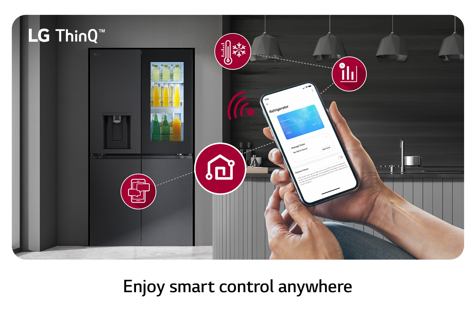 LG Lodówko-zamrażarka LG | side by side Multidoor | ciemny grafit | InstaView(tm) | 638 L | Wi-Fi | GMG960EVJE, GMG960EVJE