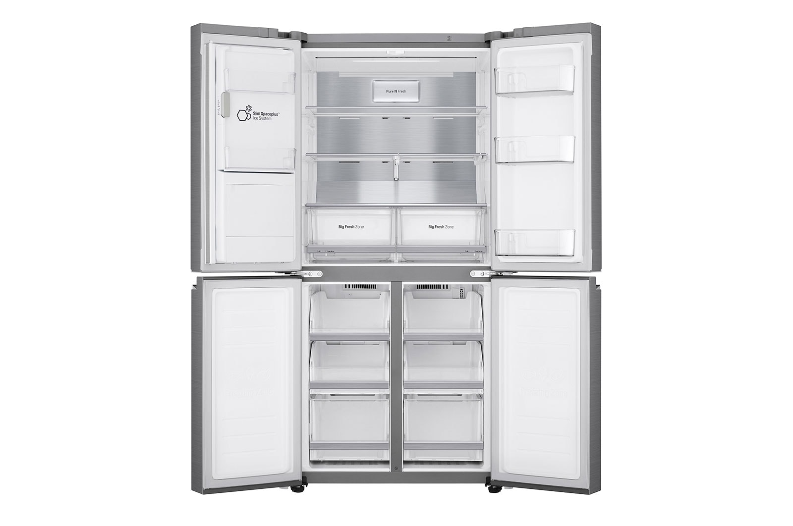 LG Lodówko-zamrażarka LG Multidoor | srebrna | ThinQ | Total No Frost | klasa F | 506 L | GML844PZ6F, GML844PZ6F