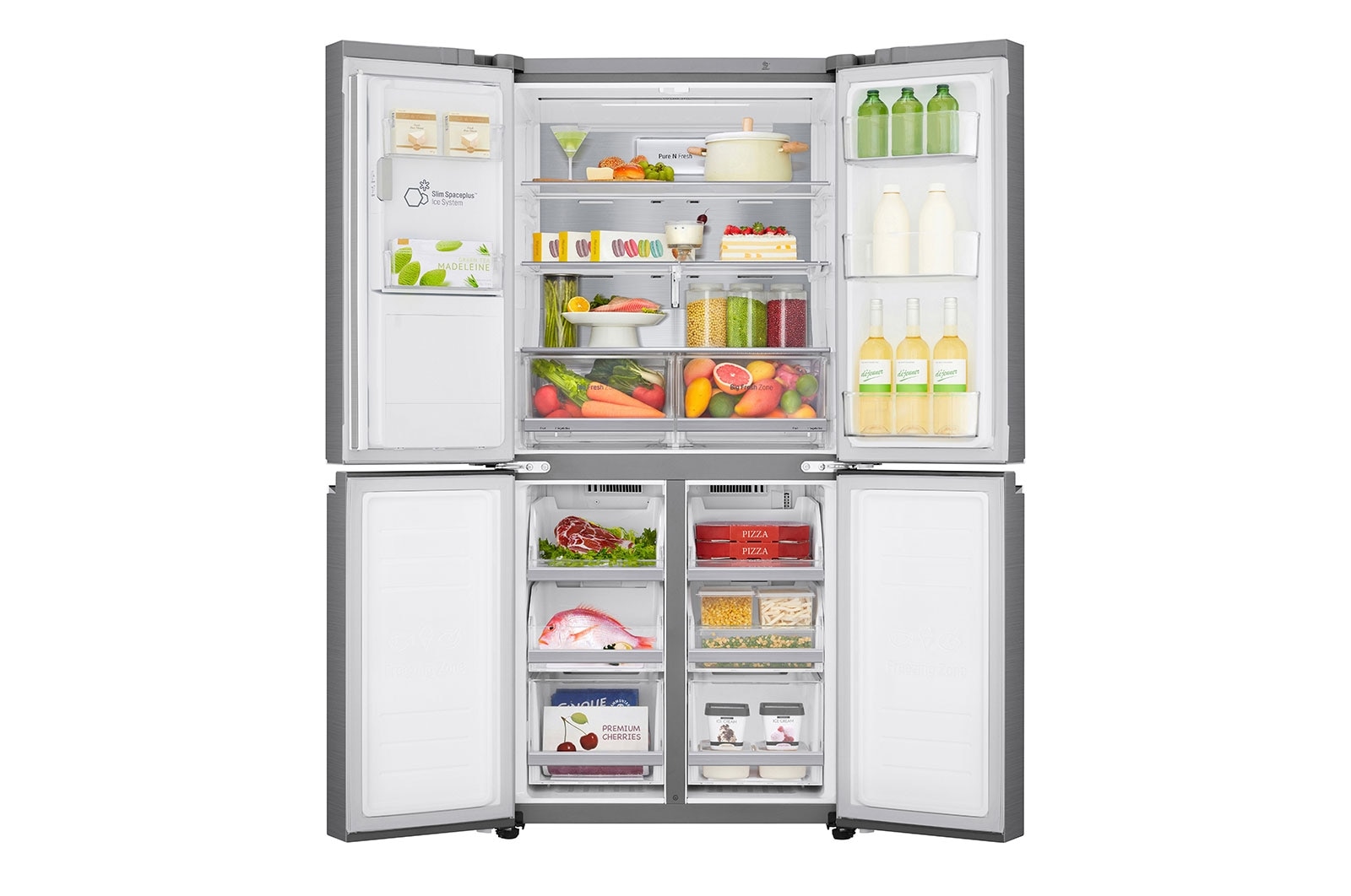 LG Lodówko-zamrażarka LG Multidoor | srebrna | ThinQ | Total No Frost | klasa F | 506 L | GML844PZ6F, GML844PZ6F