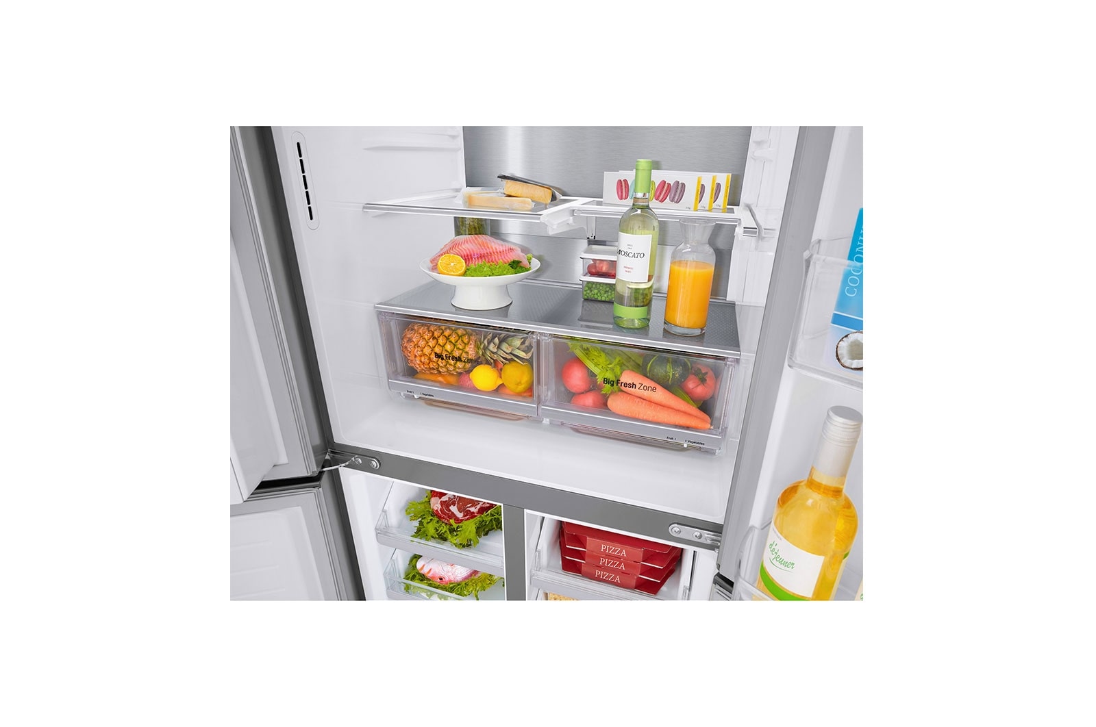 LG Lodówko-zamrażarka LG Multidoor | srebrna | ThinQ | Total No Frost | klasa F | 506 L | GML844PZ6F, GML844PZ6F