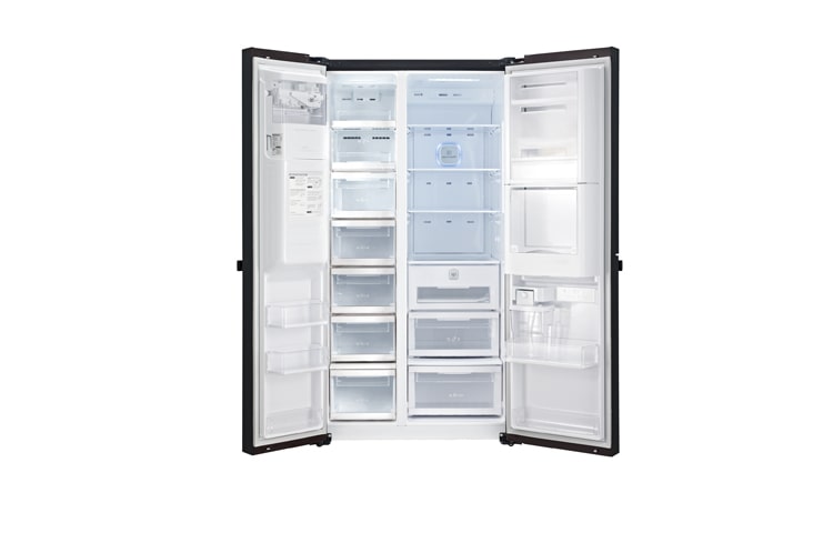 LG 179cm | Szkło w odcieniach brązu | System Bez hydraulika | 610L | A+ | Total no Frost | Kompresor liniowy | Ochrona wilgotności | V Fresh | Pure N Fresh | Bioshield | Automatyczna kostkarka w drzwiach, GS9266KBCV