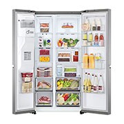 LG Lodówko-zamrażarka Side by side LG | Door-in-Door | srebrna | DoorCooling+™ | Total No Frost | 635 L | GSJV51PZTE, GSJV51PZTE