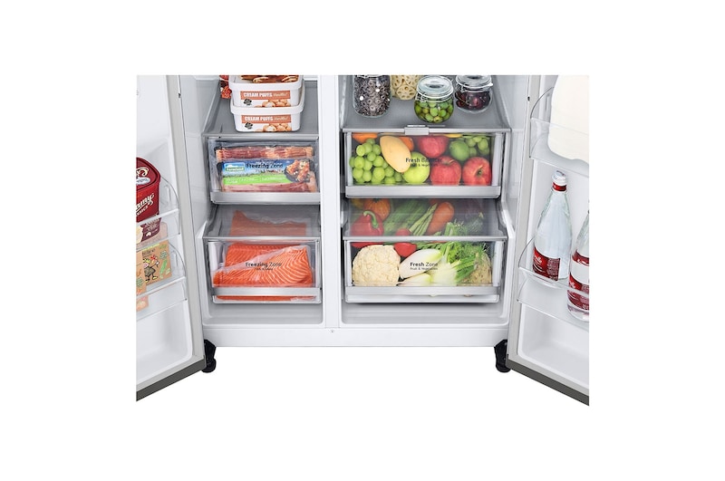 LG Lodówko-zamrażarka LG Side-by-Side | srebrna | ThinQ | 635L | DoorCooling+ | Total No Frost | GSLV90PZAD, GSLV90PZAD