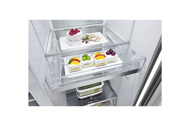 LG Lodówko-zamrażarka LG Side-by-Side | srebrna | ThinQ | 635L | DoorCooling+ | Total No Frost | GSLV90PZAD, GSLV90PZAD