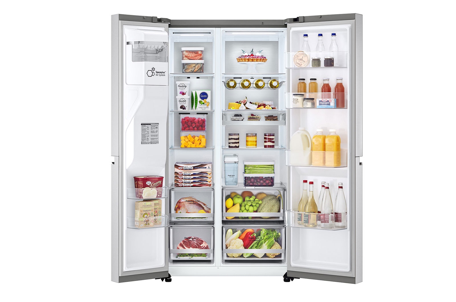 LG Lodówko-zamrażarka Side by side LG | srebrna | DoorCooling+™ | Total No Frost | ThinQ | 635L | klasa C | GSLV91MBAC, GSLV91MBAC