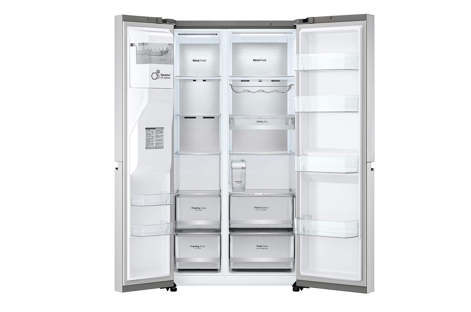 LG Lodówko-zamrażarka Side by side LG | srebrna | DoorCooling+™ | Total No Frost | ThinQ | 635L | klasa C | GSLV91MBAC, GSLV91MBAC